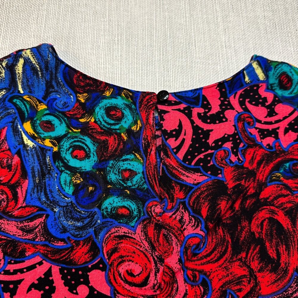 Vintage Norton McNaughton Petites 80's 90's Colorful Art-to-Wear Rayon Top Sz 14 - Picture 5 of 7